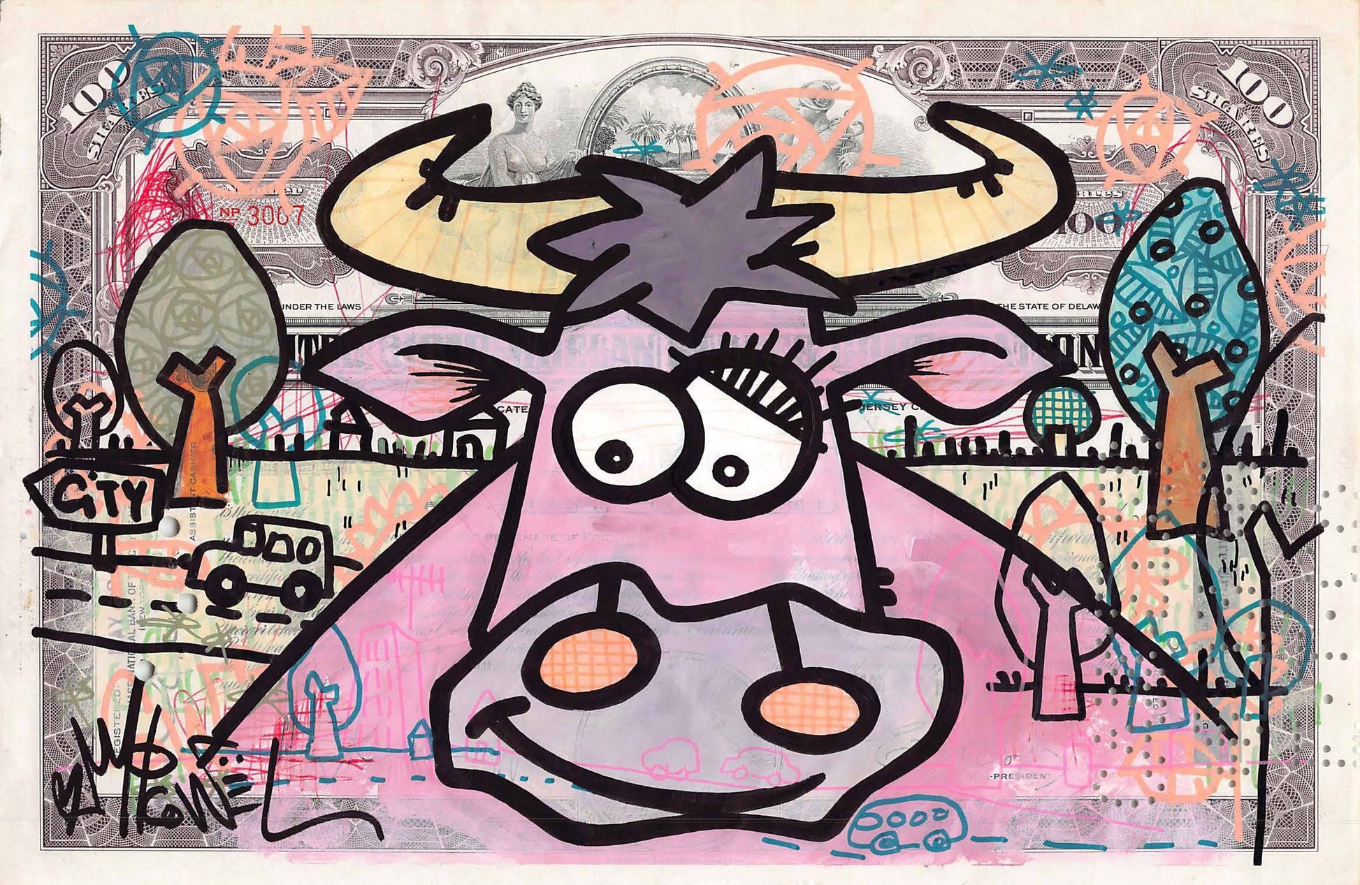 Vache Rose by Micowel - Signature Fine Art